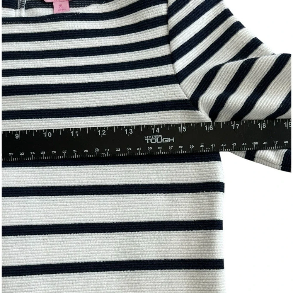 Lilly Pulitzer Dress Girls X Large Blue White Striped 3/4 Sleeve Preppy Beach XL
